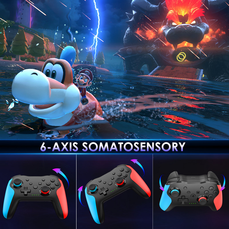 Belaidis „Bluetooth“ žaidimų pultelis, skirtas „Nintendo Switch“ / „Switch Lite“ Integruotas 600 mAh baterijos Pro žaidimų valdiklis, skirtas jungiklio priedams