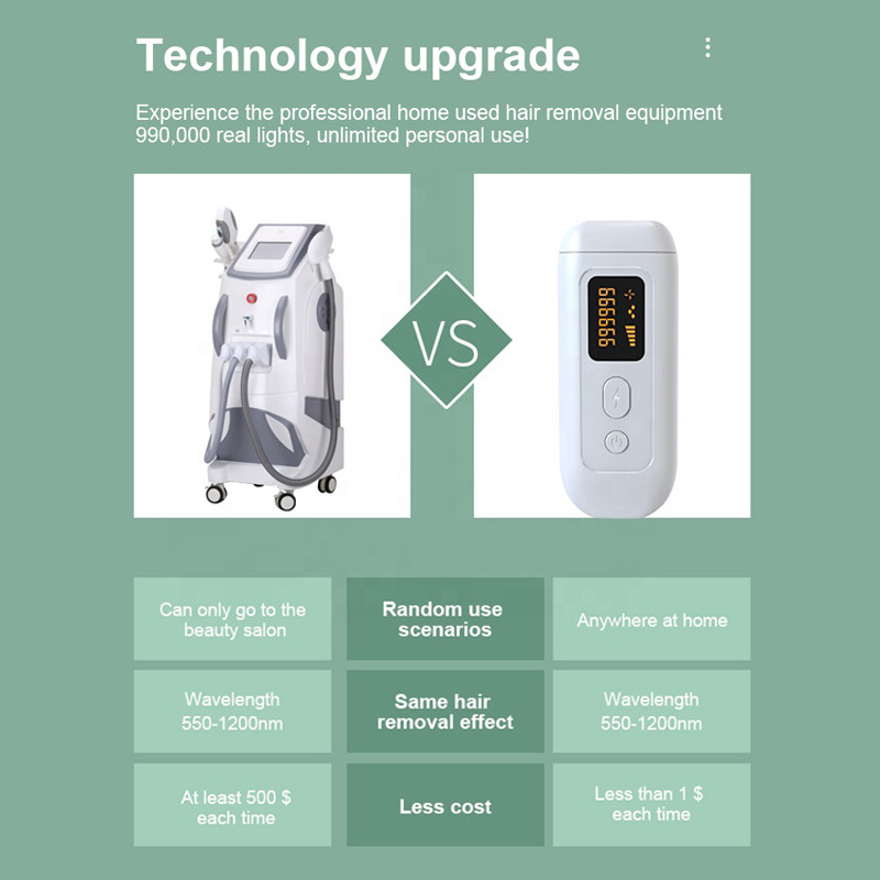 IPL plaukų šalinimo epiliatorius ir nuolatinio plaukų šalinimo lazeriu aparatas Veido kūno elektrinis depiliatorius lazerinis depiliatorius 990000 Flashes