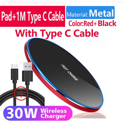 Ασύρματος φορτιστής Qi 30W για iPhone 14 13 12 11 Pro Xs Max Mini Xr Επαγωγική Γρήγορη ασύρματη επιφάνεια φόρτισης για Samsung S22 s8 s9 s10