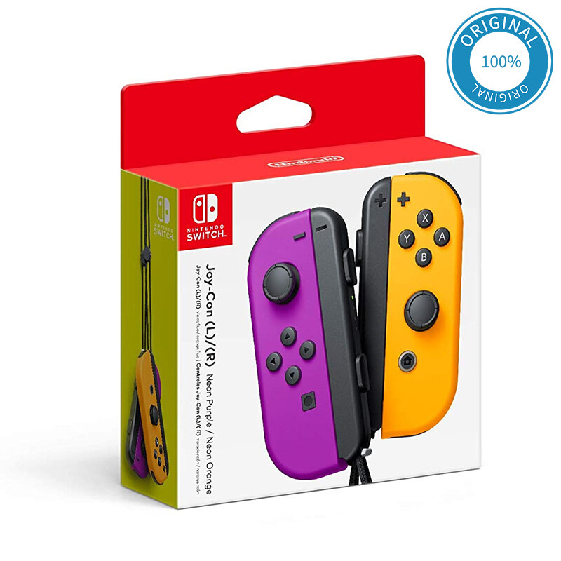 Pereche de controler Nintendo Joy-Con (L/R) - Roșu neon/Albastru/Galben/Violet/Portocaliu/Roz/Verde și Gri - Controlere Joycon pentru Switch