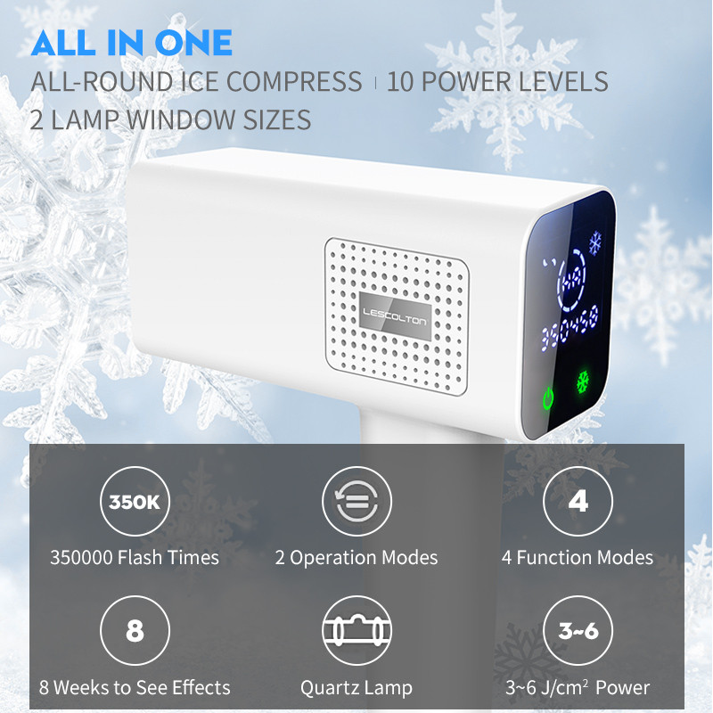 Lescolton All in One IPL plaukų šalinimas 400000 Flash ICE Cold Epilator Permanent Lazer Bikini Trimmer Photorejuvenation Depilador