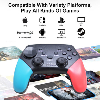 BROODIO Bluetooth Game Controller 2.4G безжичен геймпад за Nintendo Switch Apple PS3 PS4 TV Box Games Android Phone PC Джойстик