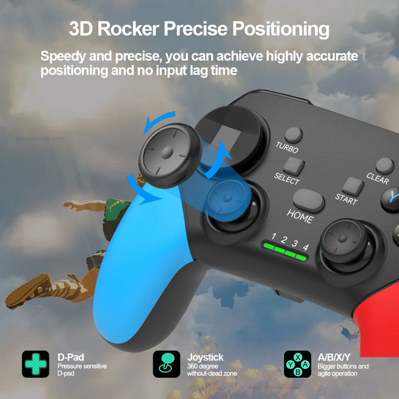 BROODIO Bluetooth Game Controller 2.4G bežični gamepad za Nintendo Switch Apple PS3 PS4 TV Box Igre Android telefon PC Joystick