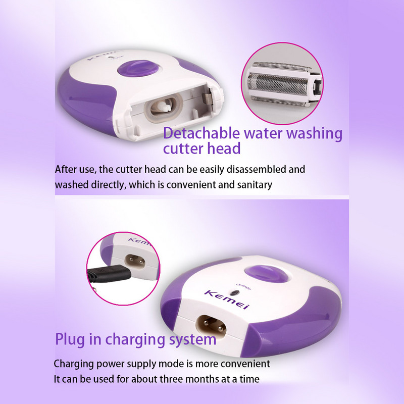 Kemei Ženski epilator Električni brijač Lice Tijelo Noge Trimer za uklanjanje dlačica Ženski aparat za brijanje bikinija EU utikač KM-280R