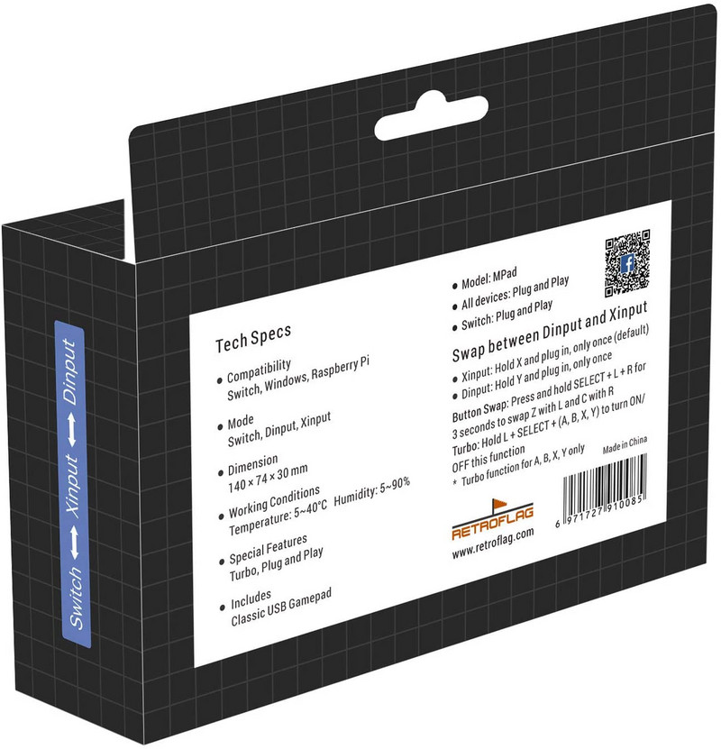 „Retroflag Classic“ USB valdiklis-M klasikinis retro laidinis žaidimų pultelis, skirtas „Raspberry Pi“, „Windows“, „Switch“, „Nintendo Switch OLED“