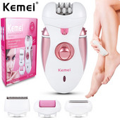 Kemei 4 viename įkraunamas plaukų epiliatorius moteriškas skustuvas Moteriškas elektrinis plaukų skutimosi aparatas Body Lady Trimmer šalinimas