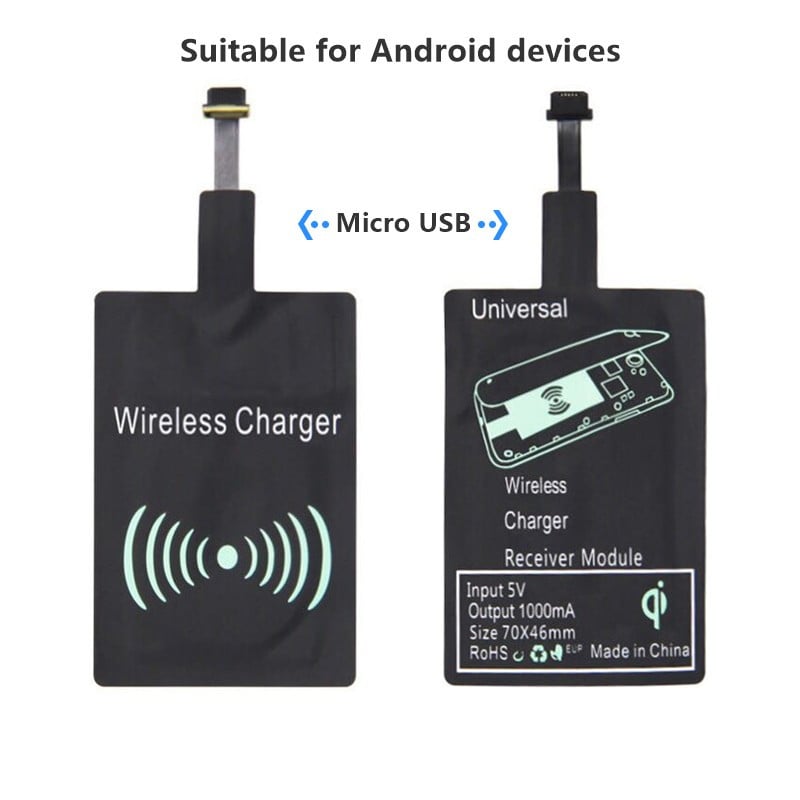 Lengvas „Qi“ belaidžio įkrovimo imtuvas, skirtas „Samsung Huawei Xiaomi Universal Micro USB Type C“ greito belaidžio įkroviklio adapteriui