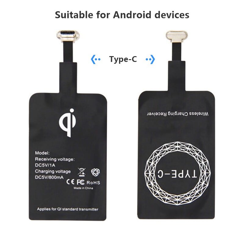 Lengvas „Qi“ belaidžio įkrovimo imtuvas, skirtas „Samsung Huawei Xiaomi Universal Micro USB Type C“ greito belaidžio įkroviklio adapteriui