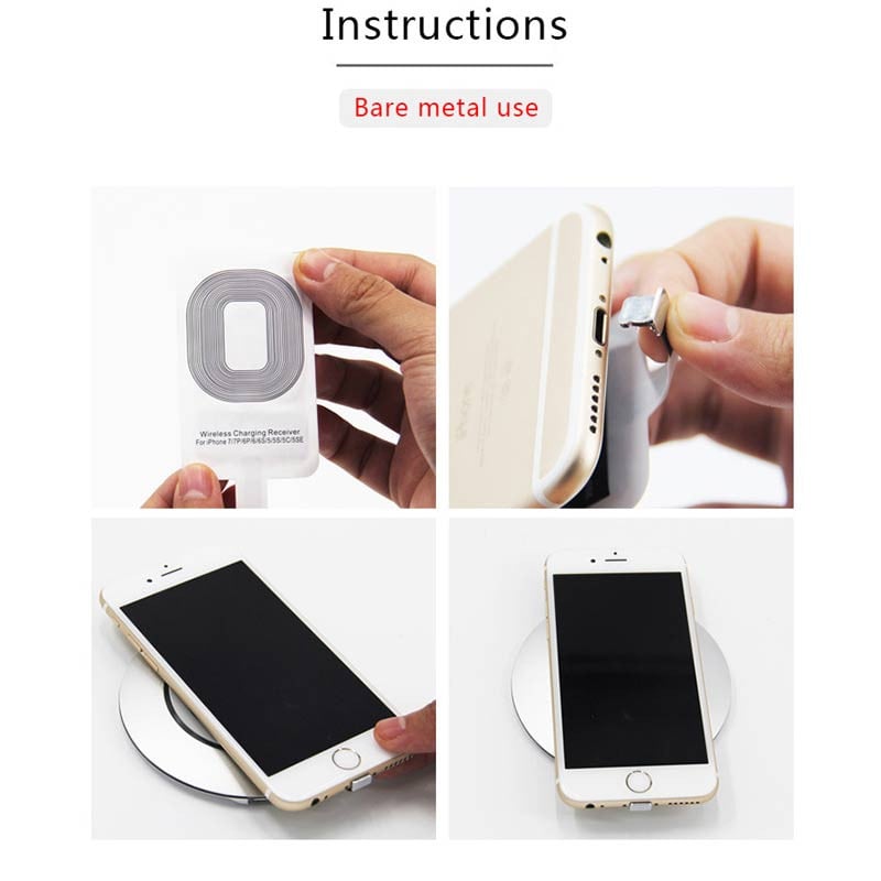 Lengvas „Qi“ belaidžio įkrovimo imtuvas, skirtas „Samsung Huawei Xiaomi Universal Micro USB Type C“ greito belaidžio įkroviklio adapteriui