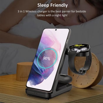 Βάση ασύρματης φόρτισης 3 σε 1 Για Samsung Galaxy Watch 4 Active 2/1 15W Fast Charging Dock Station for Samsung S21/S20 Charger