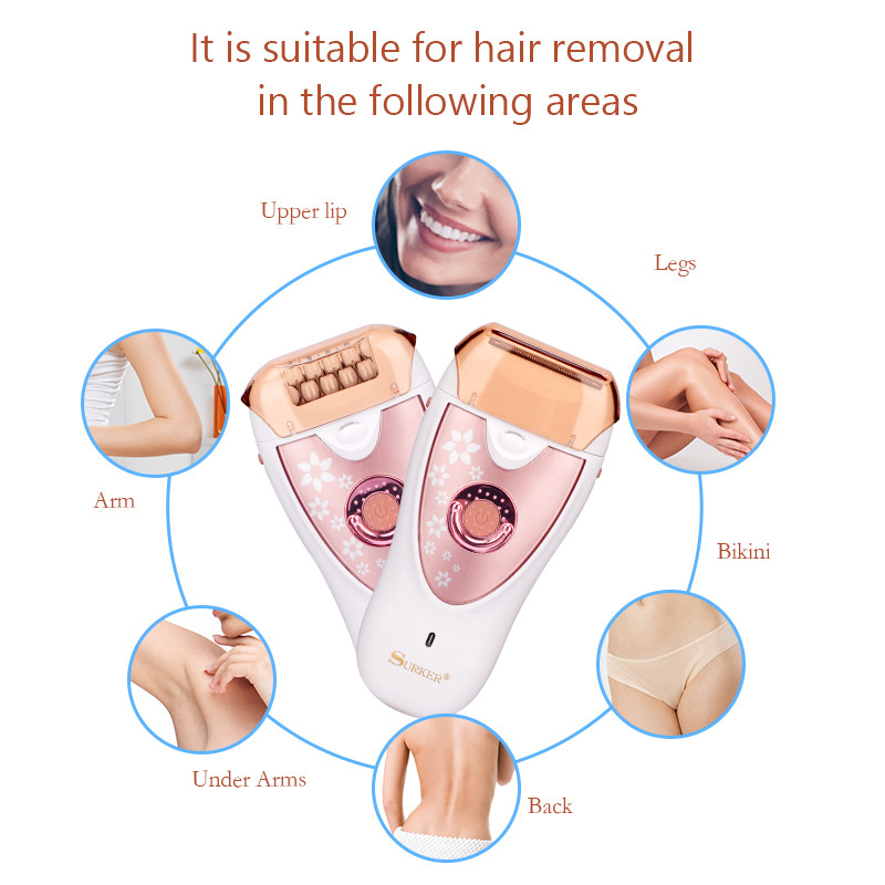 Epilator 2 în 1 pentru femei Aparatul de ras pentru femeie Dispozitiv de tragere a părului electric fără durere Dispozitiv de epilare pentru picioare, axilă, aparat de tuns bikini, aparat de îndepărtare a părului