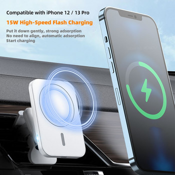 15W Γρήγορος Qi Magnetic Wireless Charger Βάση θήκης τηλεφώνου εξαερισμού αυτοκινήτου Συμβατή με θήκη Magsafe για iPhone 12 13 Pro Mini Max