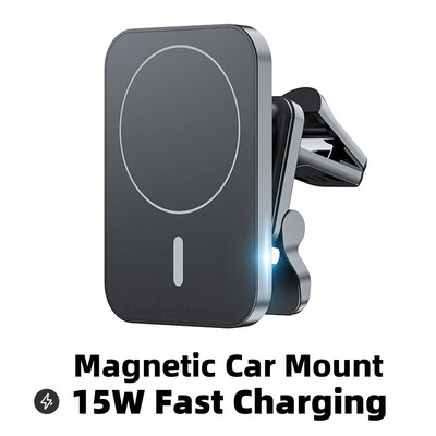 Încărcător fără fir magnetic rapid Qi 15W Suport pentru telefon pentru ventilație de mașină compatibil cu husa Magsafe pentru iPhone 12 13 Pro Mini Max