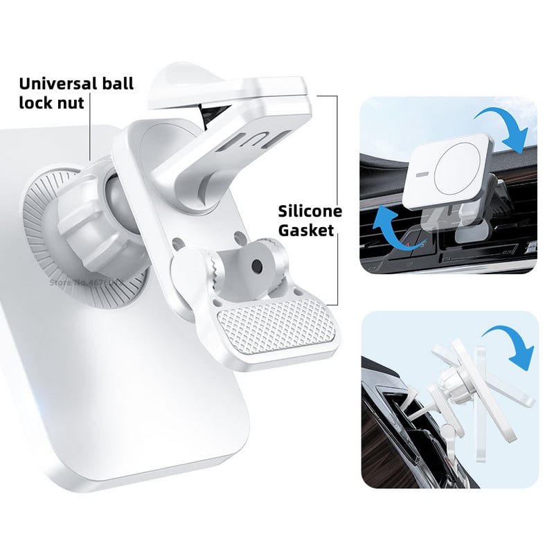 15 W greitas „Qi“ magnetinis belaidis įkroviklis, automobilio oro ventiliacijos angos telefono laikiklio laikiklis, suderinamas su „Magsafe“ dėklu, skirtas „iPhone 12 13 Pro Mini Max“