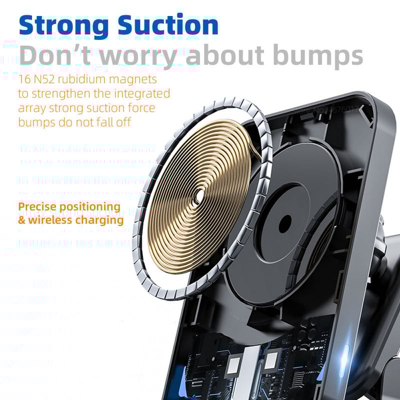 15 W greitas „Qi“ magnetinis belaidis įkroviklis, automobilio oro ventiliacijos angos telefono laikiklio laikiklis, suderinamas su „Magsafe“ dėklu, skirtas „iPhone 12 13 Pro Mini Max“