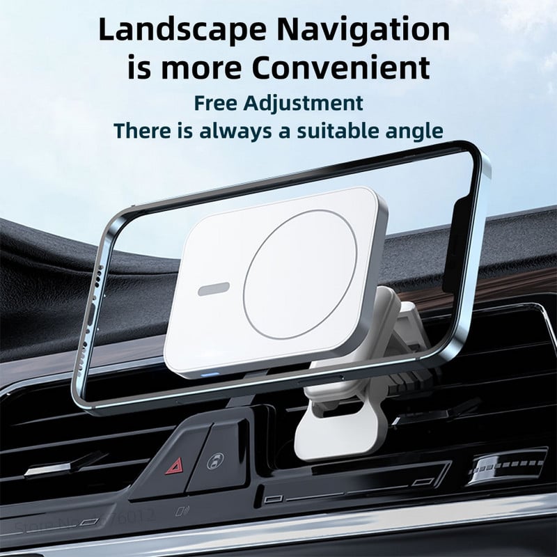 15 W greitas „Qi“ magnetinis belaidis įkroviklis, automobilio oro ventiliacijos angos telefono laikiklio laikiklis, suderinamas su „Magsafe“ dėklu, skirtas „iPhone 12 13 Pro Mini Max“