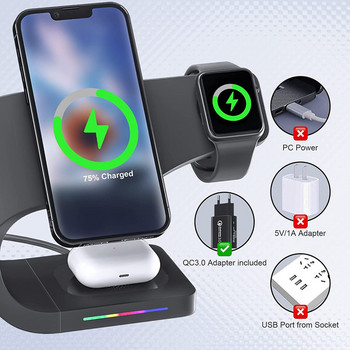 Βάση ασύρματων φορτιστών 3 σε 1 για iPhone 14 13 12 Pro Max Mini Magnetic Charging Dock Station για Airpods Apple Watch 8 Charger