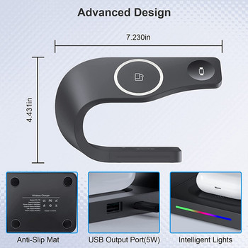 Βάση ασύρματων φορτιστών 3 σε 1 για iPhone 14 13 12 Pro Max Mini Magnetic Charging Dock Station για Airpods Apple Watch 8 Charger