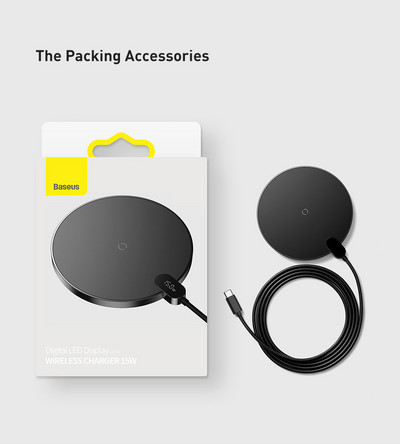 „Baseus“ 15 W „Qi“ belaidis įkroviklis, skirtas „iPhone 14 13 12 Pro Max“ skaitmeniniam ekranui, greitas belaidis įkrovimas, skirtas „Samsung Xiaomi pad HuaWei“