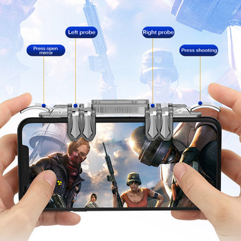 Ρυθμιζόμενο με έξι δάχτυλα τηλέφωνο Pubg Gamepad χειριστήριο παιχνιδιών Shooter Trigger Fire Handle Button Joystick για Iphone Android