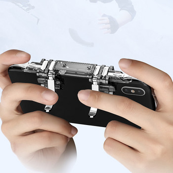 Ρυθμιζόμενο με έξι δάχτυλα τηλέφωνο Pubg Gamepad χειριστήριο παιχνιδιών Shooter Trigger Fire Handle Button Joystick για Iphone Android
