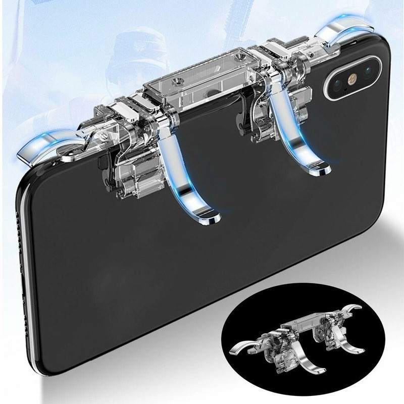 Šešiais pirštais reguliuojamas „Pubg“ telefono žaidimų pultelis žaidimų valdiklis, šaudyklės paleidiklis, ugnies rankenos mygtuko vairasvirtė, skirta „iPhone Android“