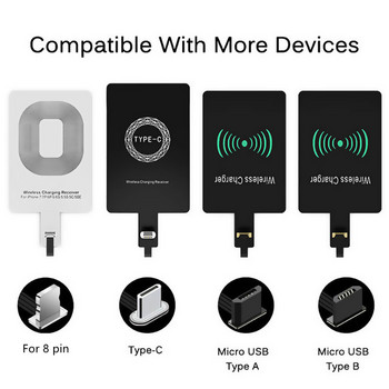 Δέκτης ασύρματης φόρτισης Qi Micro USB Type C Προσαρμογέας Universal Fast Wireless Charger για Samsung Huawei iPhone για Xiaomi
