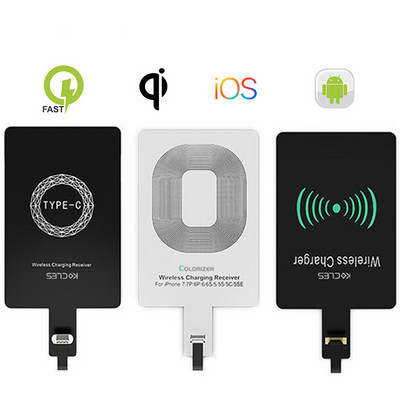 Δέκτης ασύρματης φόρτισης Qi Micro USB Type C Προσαρμογέας Universal Fast Wireless Charger για Samsung Huawei iPhone για Xiaomi