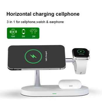 Ασύρματος φορτιστής 3 σε 1 QI για iPhone 14 13 12 Pro Max Magsafe Magnetic Fast Charging Station για Apple Watch Airpods Pro 2 3