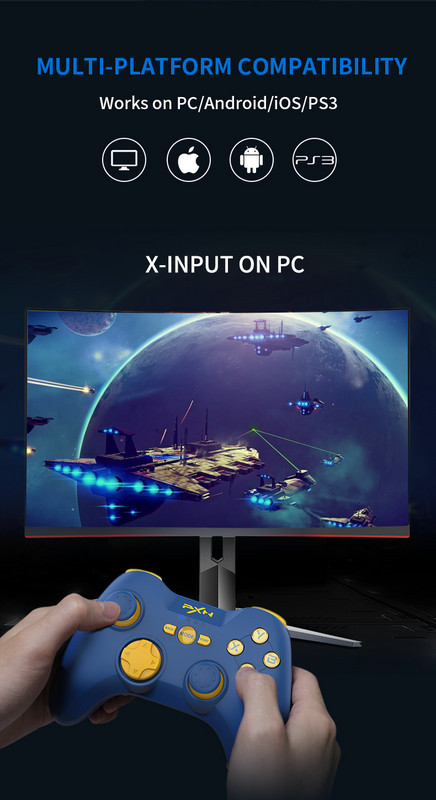 PXN P3 belaidis „Bluetooth“ 2.4G žaidimų valdiklis USB laidinis nešiojamasis vairasvirtės žaidimų pultelis, skirtas PS3 IOS „Android TV“ / asmeniniam kompiuteriui „Windows 7/8/10/11“
