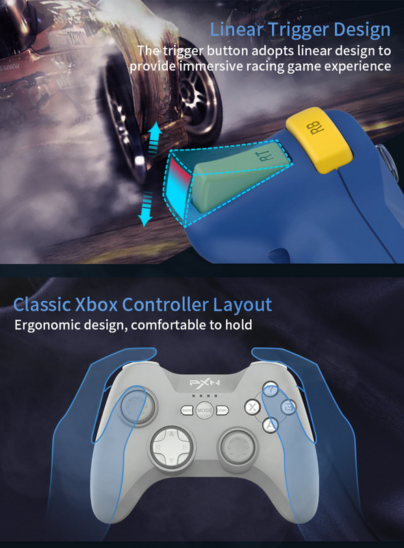 PXN P3 belaidis „Bluetooth“ 2.4G žaidimų valdiklis USB laidinis nešiojamasis vairasvirtės žaidimų pultelis, skirtas PS3 IOS „Android TV“ / asmeniniam kompiuteriui „Windows 7/8/10/11“