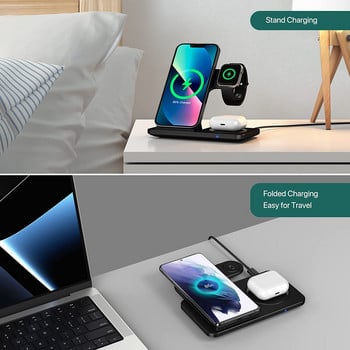 FDGAO 20W Fast Wireless Charger Stand για iPhone 14 13 12 11 Pro XS XR X 8 Apple Watch 8 7 SE 6 Airpods Pro 3 In 1 Charging Pad