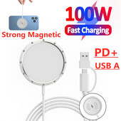 100 W greito įkroviklio USB C magnetinis belaidžio įkrovimo įrenginys skirtas iPhone 14 13 12 11 Pro Max Mini 8 Plus XR X XS MAX Airpods Pro