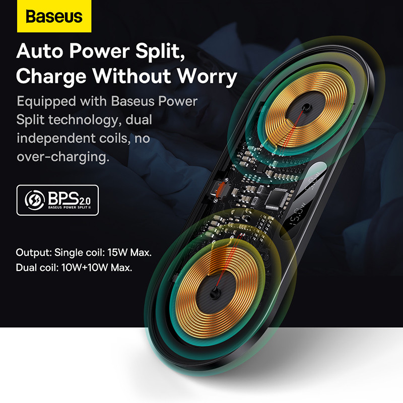 Baseus 20W dvostruki bežični punjači za iPhone 14 13 Airpod Pro Fast Qi bežični punjač za Samsung Xiaomi 12 Pro podloga za punjenje