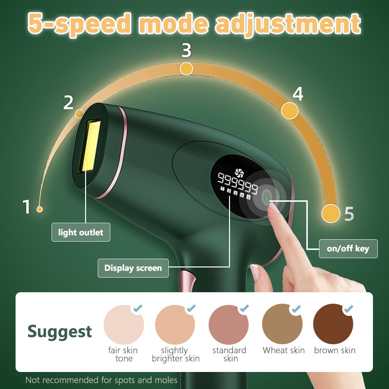 999999 Lazerinis epiliatorius Namų prietaisas Flash IPL plaukų šalinimo neskausmingas nešiojamas kūno kojų epiliatorius