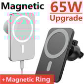65 W magnetinis automobilinis belaidis įkroviklis skirtas macsafe iPhone 12 13 14 pro max mini Air Vent automobilinio telefono laikiklio stovas Greitas automobilio įkrovimas