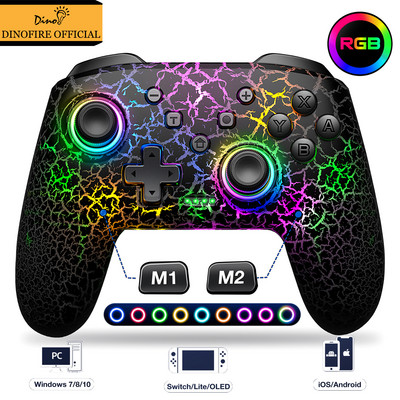 Bezdrôtový ovládač Dinofire Gamepad pre Nintendo Switch/Lite/OLED s funkciou prebudenia dotykovou myšou a programovateľnou funkciou Turbo.