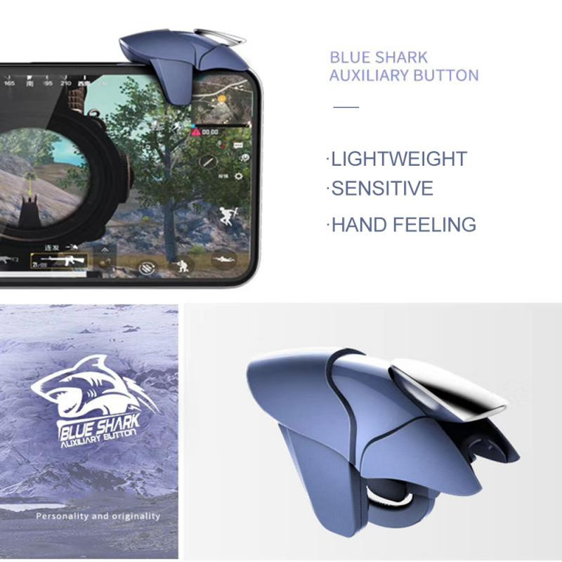 Blue Shark Mobile Phone Press-Type Auxiliary Fire Button Gamepad Joystick Controller L+R Metal Trigger για PUBG Gamepad Νέο