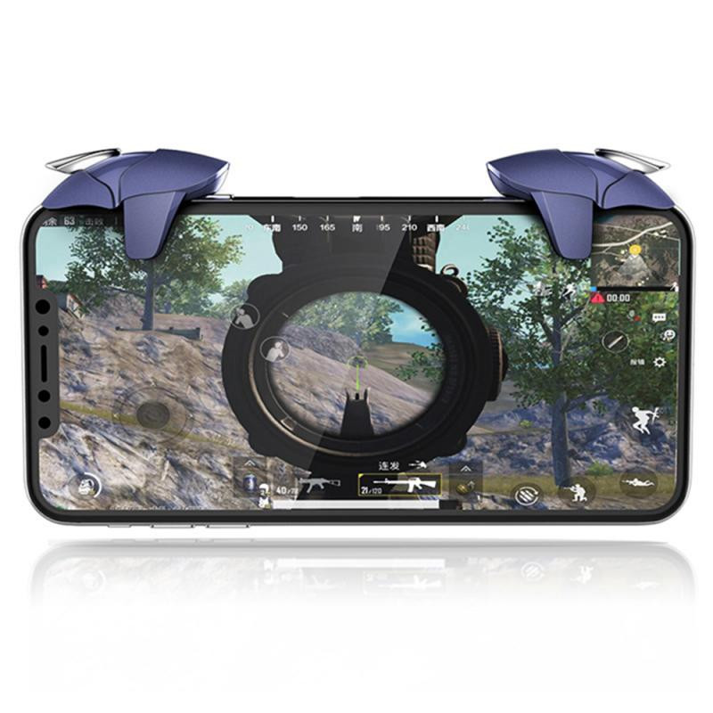 Blue Shark Mobile Phone Press-Type Auxiliary Fire Button Gamepad Joystick Controller L+R Metal Trigger για PUBG Gamepad Νέο