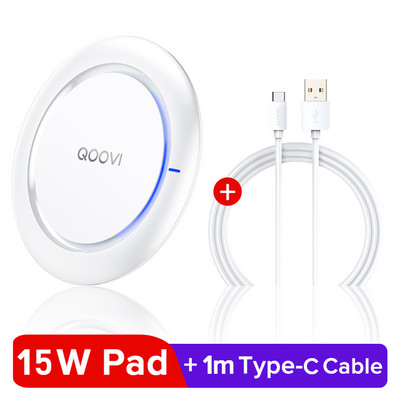QOOVI 15W brzi bežični punjač za Samsung Galaxy S22 S21 Note 10 9 8 USB Qi punjač za iPhone 14 13 Pro Max Xs Xr X 8