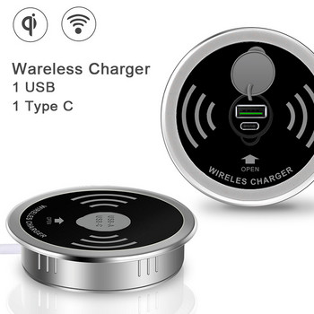 QI Fast Wireless Charger Pop-up Desktop Embedded Fast Wireless Charger With USB Port 30W Universal for Iphone Xiaomi Smartphone