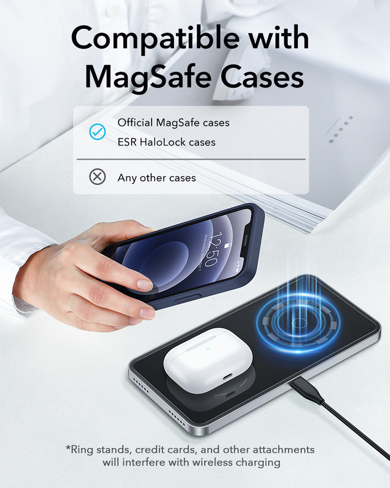 ESR magnetinis belaidis įkroviklis, skirtas iPhone 13 Pro Max 12 Pro, skirtas Airpods Magnetinis įkrovimas 2 viename belaidis įkroviklis, skirtas Samsung telefonui