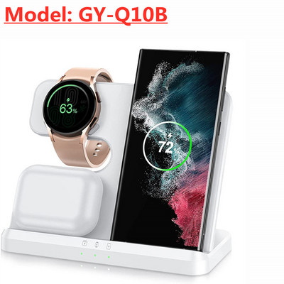30 W 3 vienā bezvadu lādētāja statīvs Ātrās uzlādes dokstacijas Samsung Z Fold 3 S21 S20 Galaxy Watch 5 4 3 Active 2 S3 S4 Buds