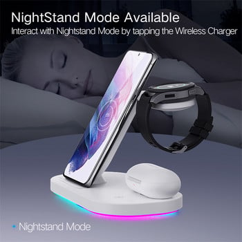 Ασύρματοι φορτιστές 15W Stand Fast Charging Station για Samsung Z Fold3 Z Flip3 S21 S20 Galaxy Watch 5 4 3 Active 2 S3 S4 Buds