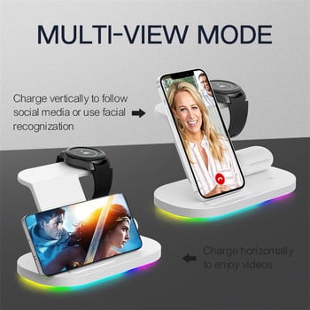 Ασύρματοι φορτιστές 15W Stand Fast Charging Station για Samsung Z Fold3 Z Flip3 S21 S20 Galaxy Watch 5 4 3 Active 2 S3 S4 Buds