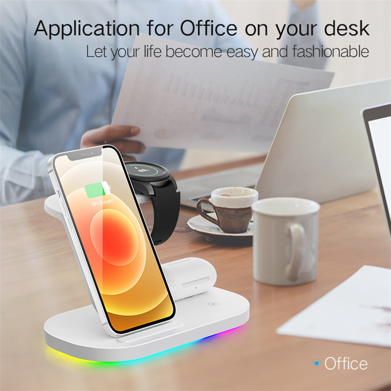 15 W bezvadu lādētāji Statīvs ātras uzlādes stacija Samsung Z Fold3 Z Flip3 S21 S20 Galaxy Watch 5 4 3 Active 2 S3 S4 Buds