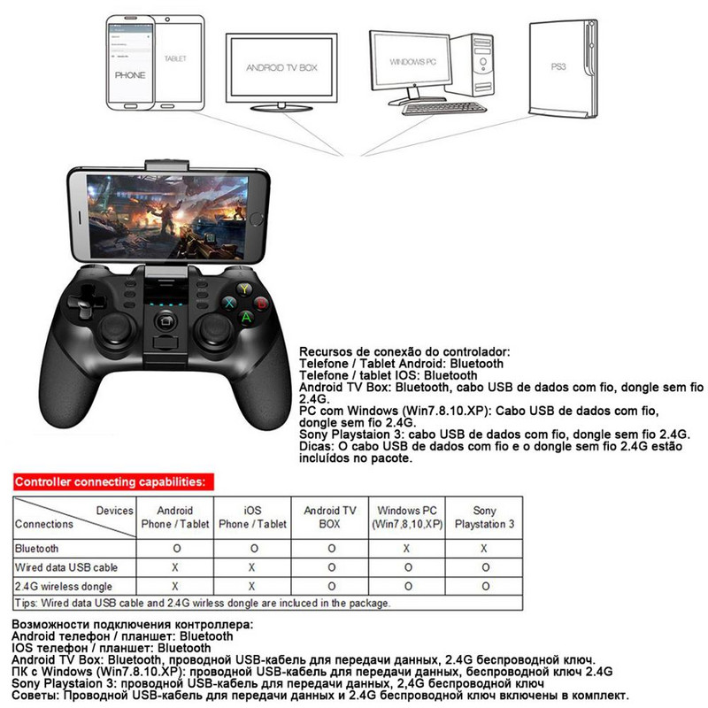 Game Pad Gamepad Controller Mobile Bluetooth Skirtas Android PC PS4 PS3 Playstation 4 3 Nintendo Switch PUBG Phone Wireless Control