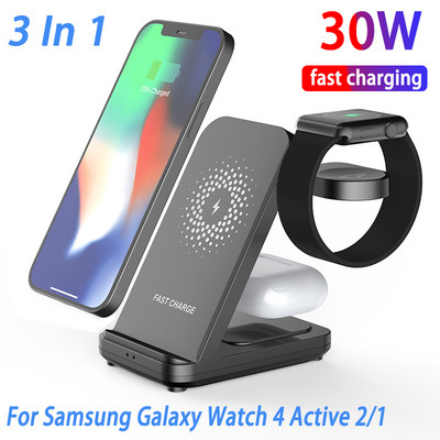 30W 3 v 1 bezdrôtová nabíjačka pre iPhone 14 13 12 X Samsung S22 S21 Apple/Galaxy Watch Airpods rýchlonabíjacia dokovacia stanica