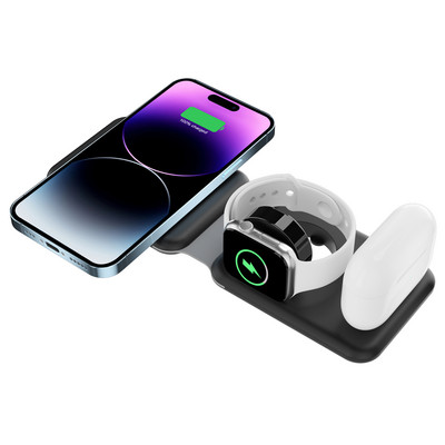 3 viename, skirtas iPhone 14Pro Max/13/12Pro/11/XS/ Greitas magnetinis Qi belaidis įkroviklis Greitas įkrovimas Apple Watch 8/7, skirtas Airpods Pro