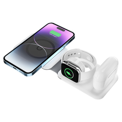 3 viename, skirtas iPhone 14Pro Max/13/12Pro/11/XS/ Greitas magnetinis Qi belaidis įkroviklis Greitas įkrovimas Apple Watch 8/7, skirtas Airpods Pro